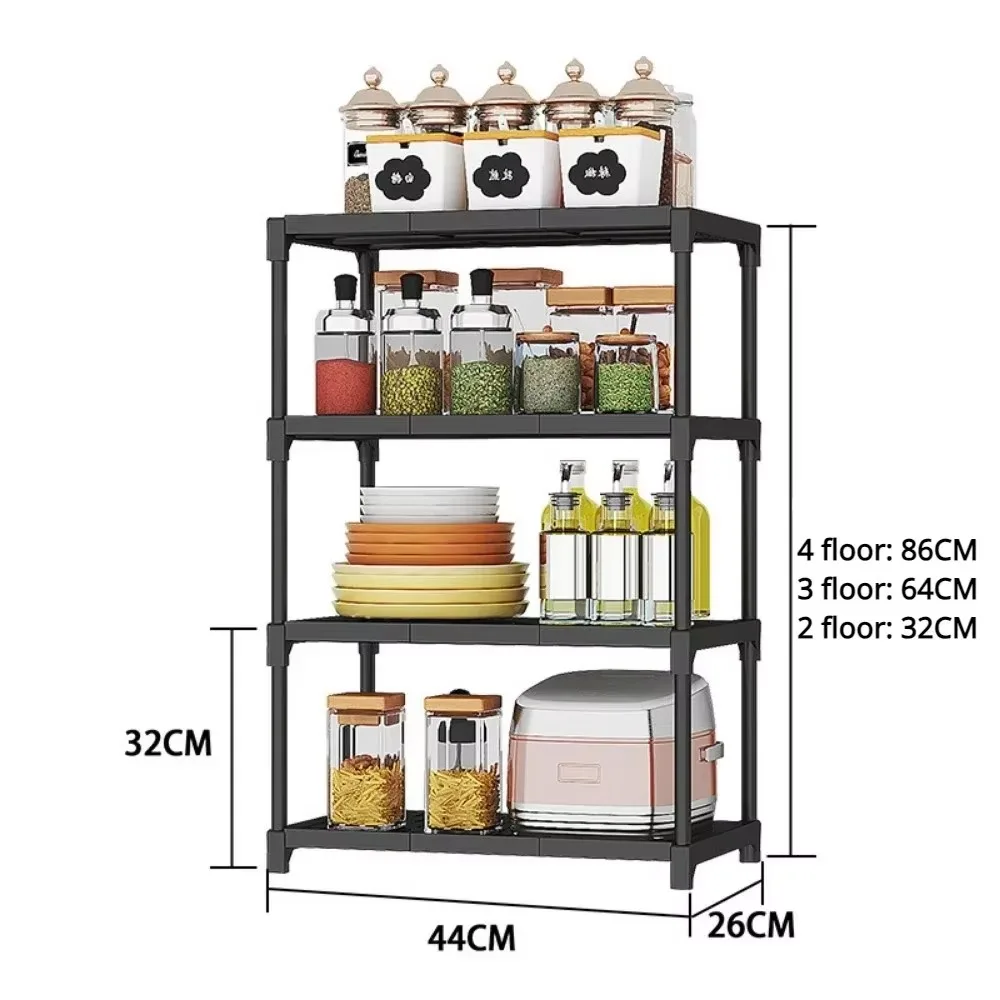 Kitchen Organizer Rack Multifunctional Oven Microwave Pot Storage Shelf Seasoning Chopstick Shelf 4-Layer Bathroom Storage Rack