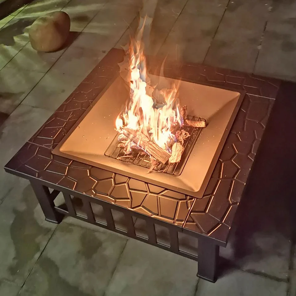Parrilla Giratoria Para Barbacoa - Acero, 1 Capa, 24x24 Pulgadas, Ideal Para Camping Y Exteriores