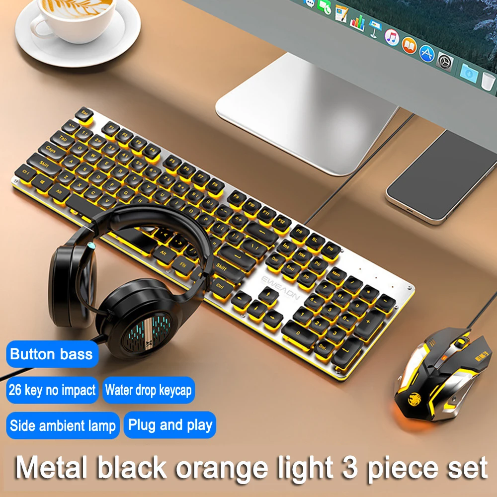 

104 Keys Wired Mechanical Keyboard Backlight Side Lamp Anti-Ghosting Gamer Keyboard Gaming Keyboard and Plug Play Gaming Esports