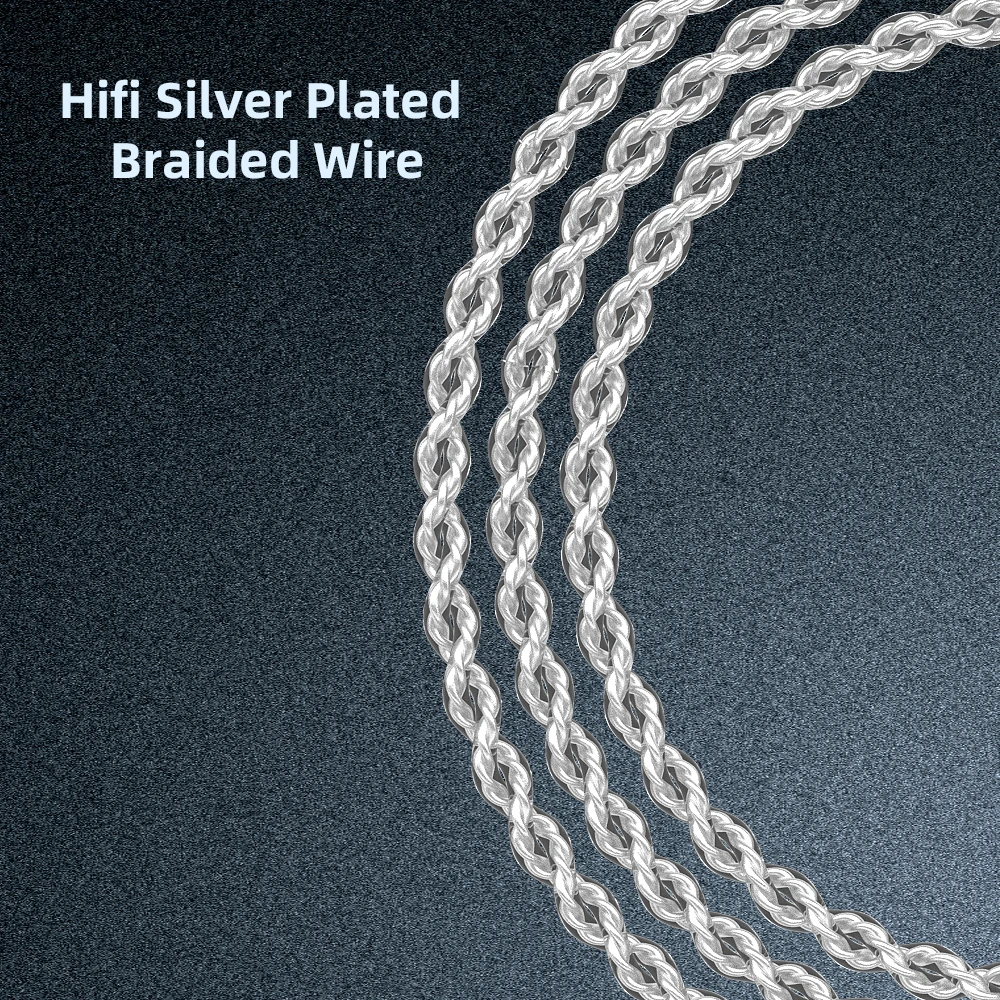 High-Fidelity Silver-Plated Earphone Cable with Microphone