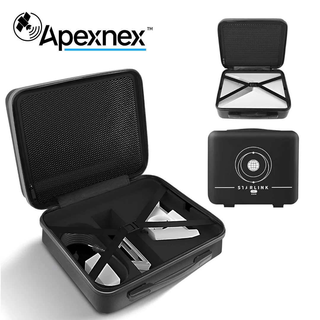 Starlink Mini Case-Carry Handle Hard Travel Case for Outdoor Camping, Car, RV, Boat Trips-Waterproof Black