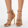 New Fashion Gold Sandals Women Patent Leather Open Toe High Heels Lady Wedding Dress Party Shoes Summer Sandals 3