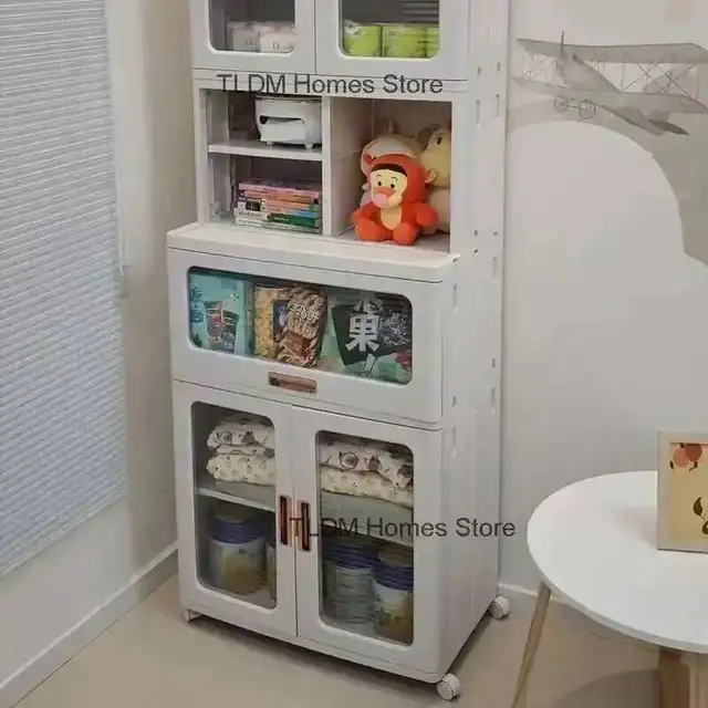 ตู้เก็บของในครัวสไตล์นอร์ดิกมินิมอล ตู้เก็บของในครัวสำหรับเตาอบ ตู้เก็บของในครัวสำหรับเครื่องใช้ในครัว ตู้ไมโครเวฟแบบตั้งพื้น 5