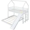 House Bunk Bed with Slide and Ladder and Twin Over Full Wooden Bed Frame with Full-Length Guardrail for Bedroom Boys Girls 4