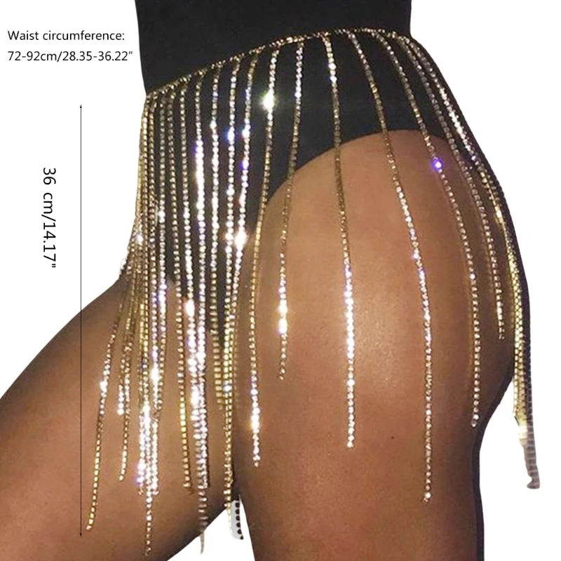 Rhinestone Skirt Belt Rhinestone Tassel Body Chain Waist Belt