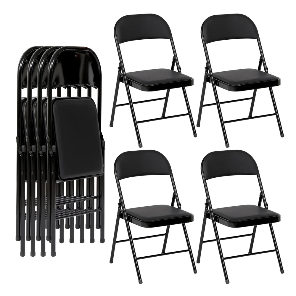 

Vebreda Vinyl Folding Chair (4 Pack), Black