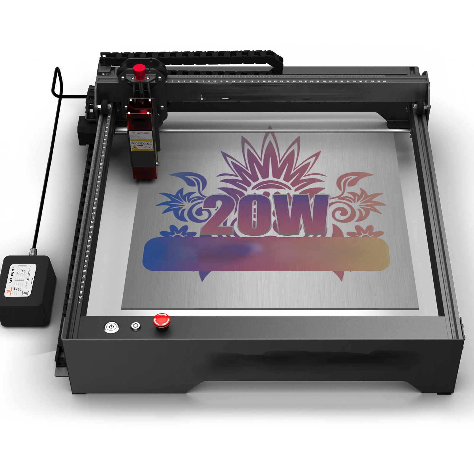 

Лазерный Гравировальный резак ACMER P1 Pro, 20 Вт, с воздушным помощником, фиксированным фокусом, точечный 0,08*0,1 мм, точность гравировки 0,01 мм, 32-битные чипы