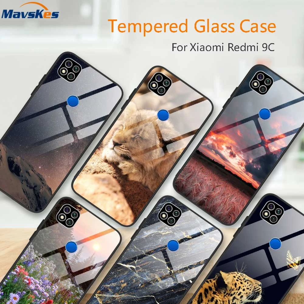 Tempered Glass Phone Case For Xiaomi Redmi 9C Silicone Bumper Back Cover For XIaomi Redmi 9C 10 9 C 10C Redmi9C NFC Case Fundas