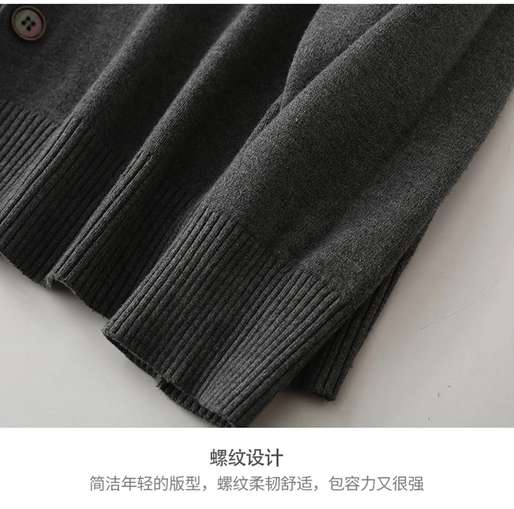 Description Picture 6 of itemCashmere Cotton Blend Cardigan Men Sweater 2023 Spring Autumn Streetwear Casual V-Neck Single Breasted Knitted Cardigans Jacket