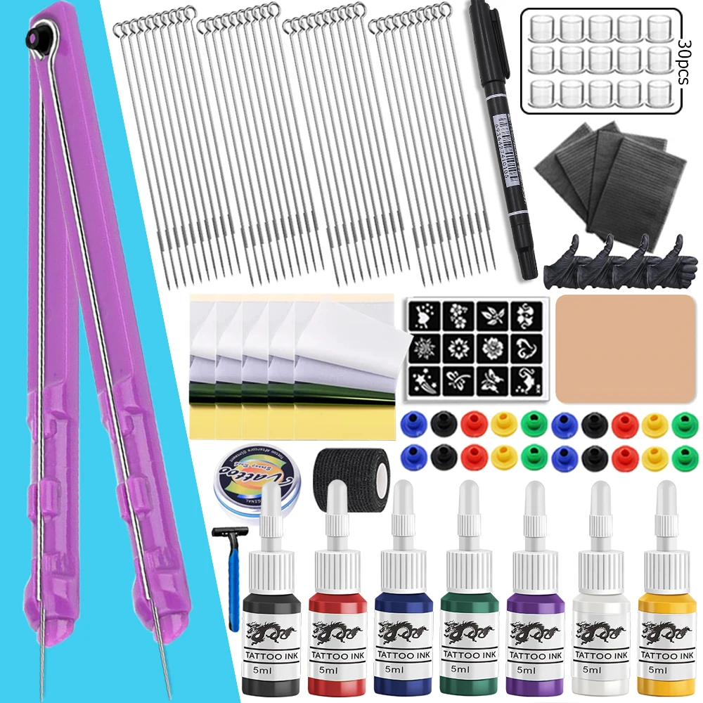 K Completo Tattoo Con Penna Poke E Stick Per Disegno Di Arte Corporea - Foto 11