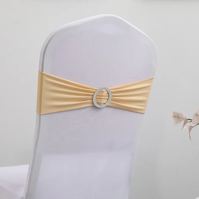 Description Picture 6 of item20PCS Chair Sashes Universal Elastic Spandex Stretch Chair Bows with Buckle Slider for Wedding Reception Hotel Event Party Decor