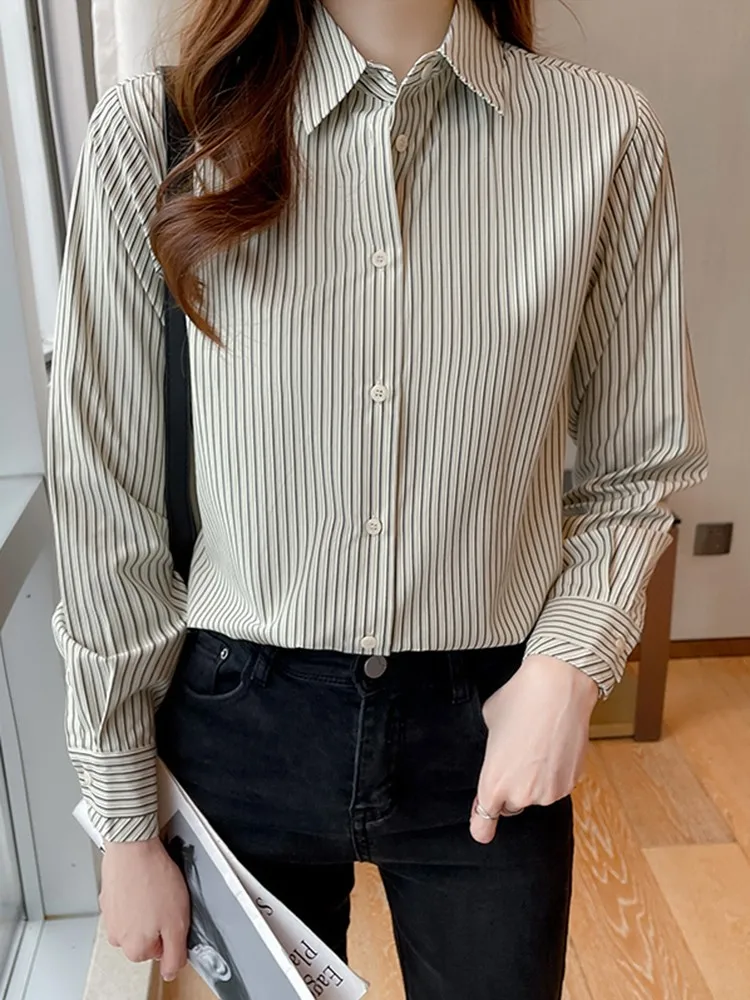 Mishow 2022 Spring Shirts For Women Casual Loose Striped Shirt Office Lady  Long Sleeve Blouse Female Clothing Mxb11c0180 - Women Shirt - AliExpress