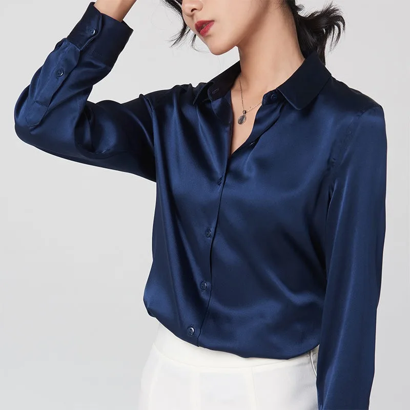

Women's Blouses Tops Silk Floral Office Formal Casual Dress Shirts Plus Large Size Spring Summer Sexy Haut Femme Blue Wine Ren