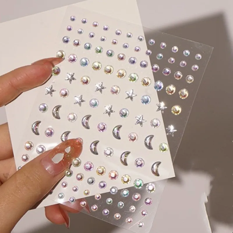 OUDQFCJ Glitzersteine Selbstklebend – 500 Stück, Silber, Für Gesicht, Nägel & Deko