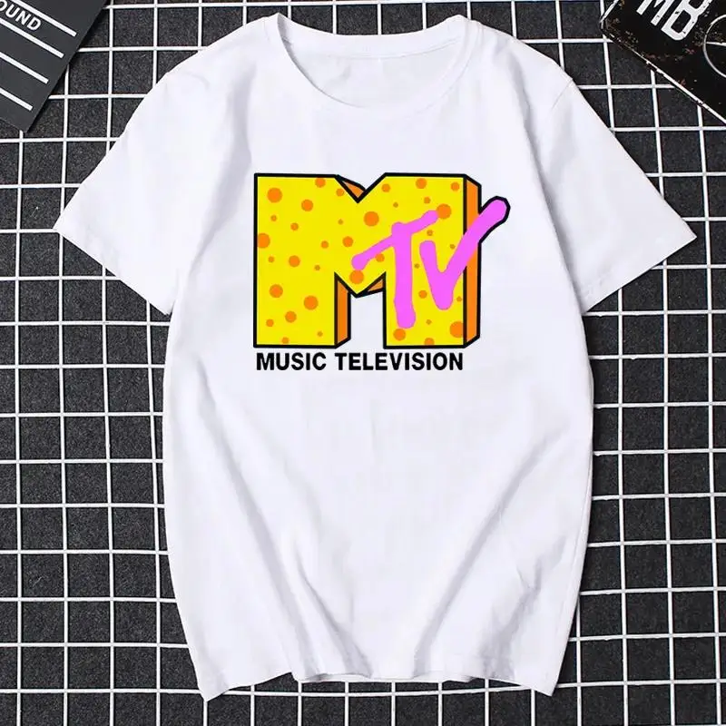 Mtv 음악 텔레비전 그래픽 티셔츠, 재미있는 남성 의류, 패션 힙합 TV 티셔츠, 플러스 사이즈 100% 코튼 유니섹스 티셔츠
