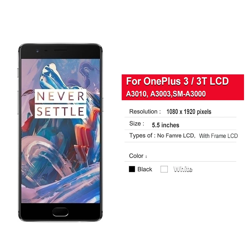 원플러스 3 LCD 터치 스크린 디지타이저 어셈블리, 5.5 인치 슈퍼 AMOLED LCD 디스플레이, 원플러스 3T LCD A3003 A3000 A3010 LCD 스크린
