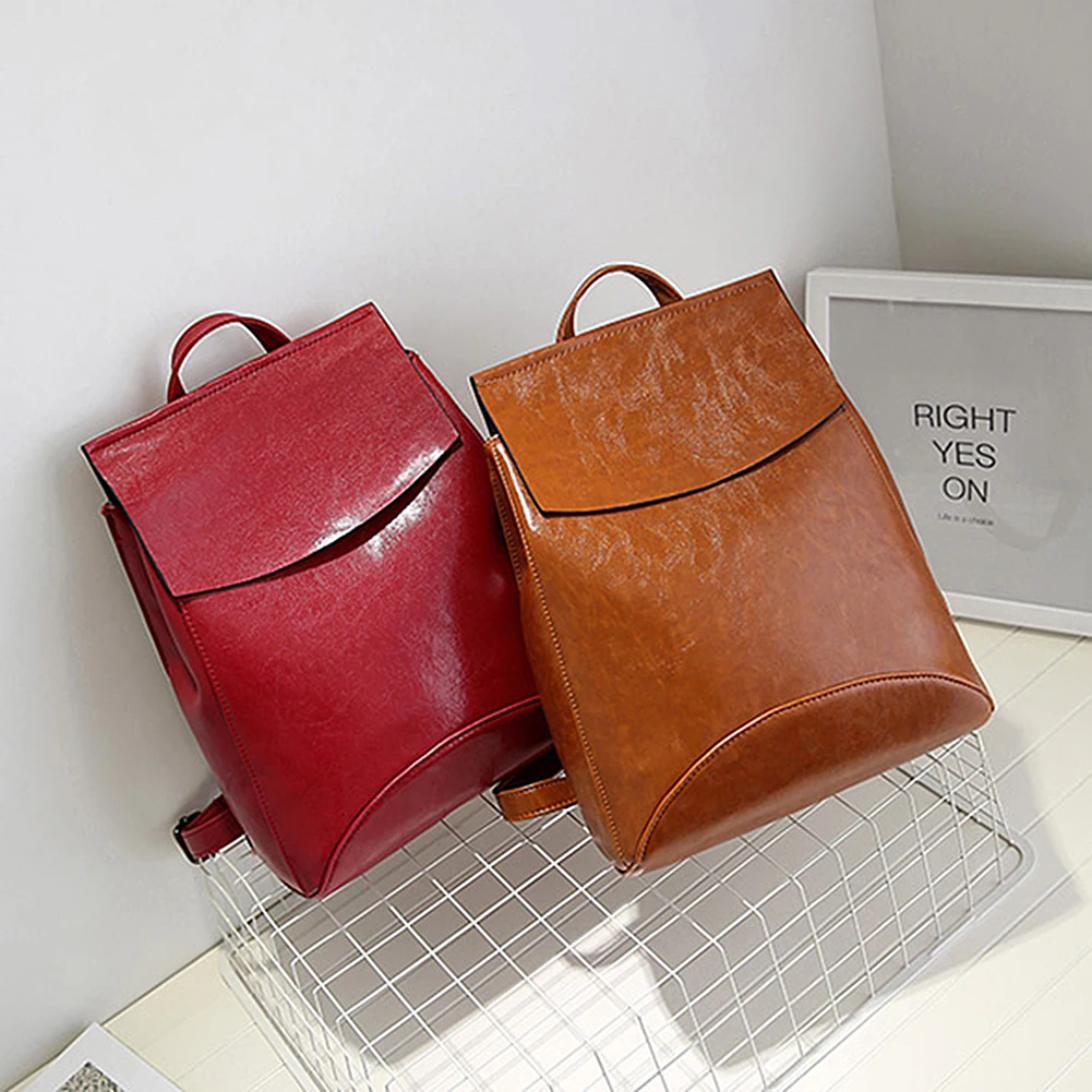 

Women Fashion Solid Color Soft Faux Leather Backpack Girl Students School Bag