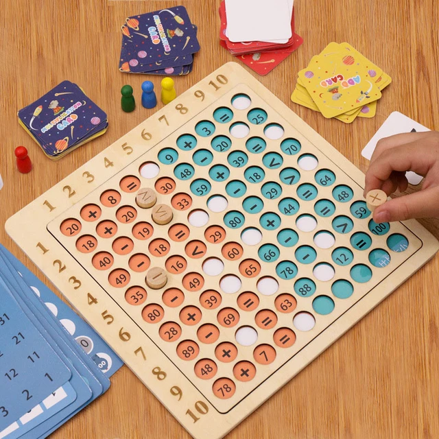 Jogo de Tabuleiro de Madeira para Multiplicação Montessori Brinquedos  Educativos Matemática