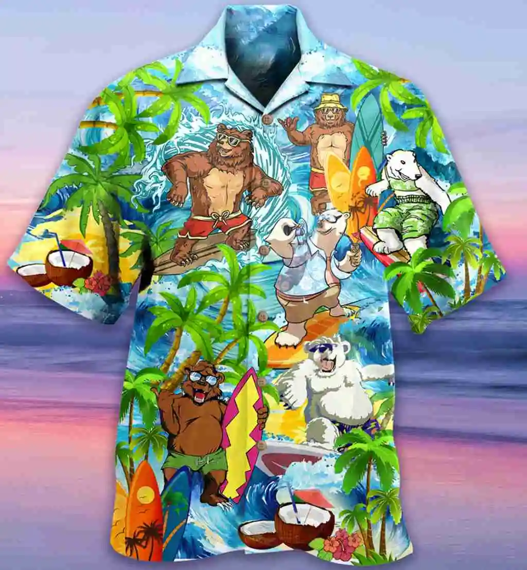 Men's Hawaii Summer Flamingo Casual Shirt 3D Beach Social Cartoon Super Large Funny Short Sleeve Dazn New List Sale Floral