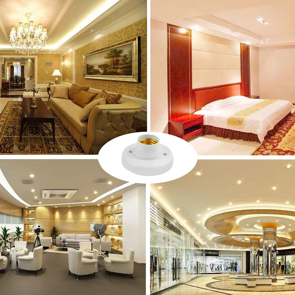 50Pcs E27 Screw Cap Socket White Gold Ceiling Light Lamp Bulb Fixing Base Stand Light Bulb Holder Lamp Socket For Home 220V