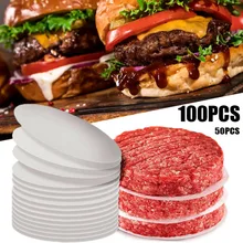  100/50Pcs BBQ Hamburger Patty Paper Non Stick Round Storing Freezing Sandwich Cake Baking Cookie Outdoor Kitchen Utensils Tool 