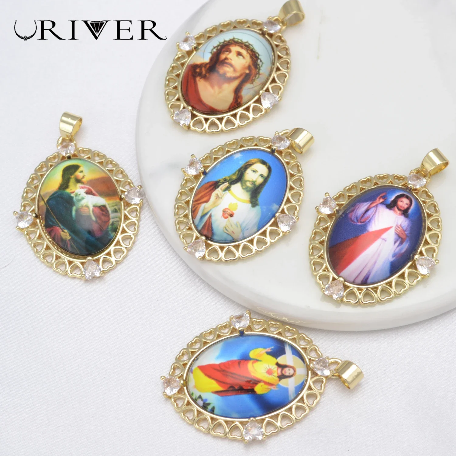 

LJRIVER Religious Charms for Handmade DIY Jewelry Accessories Holy Family Sant'Antonio Abate St. Josephs Jesus Character Pendant