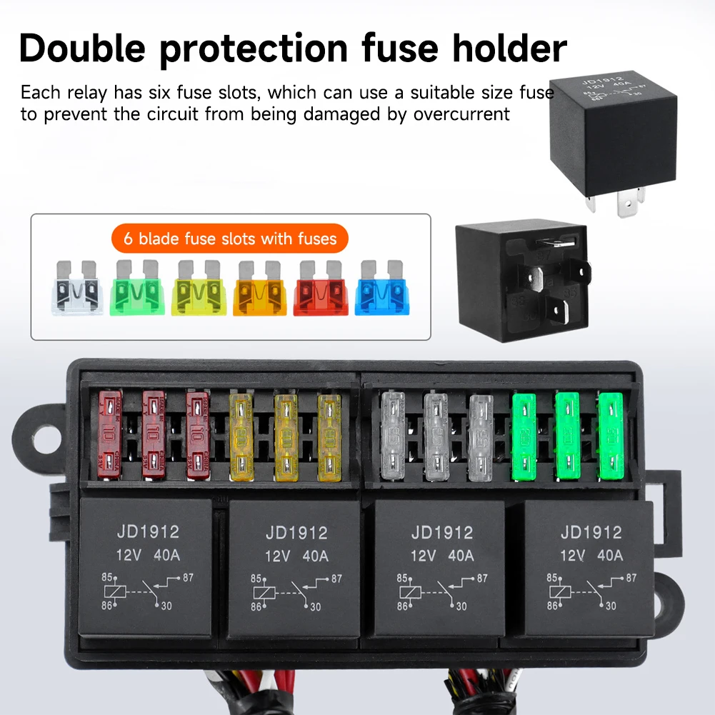 Fuse Box Holder Fuse Holder Power Distribution Block DC12V Auto Truck 12-Way Fuse Holder