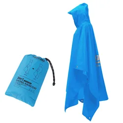 Versatile Waterproof Hooded Rain Poncho (Blue)