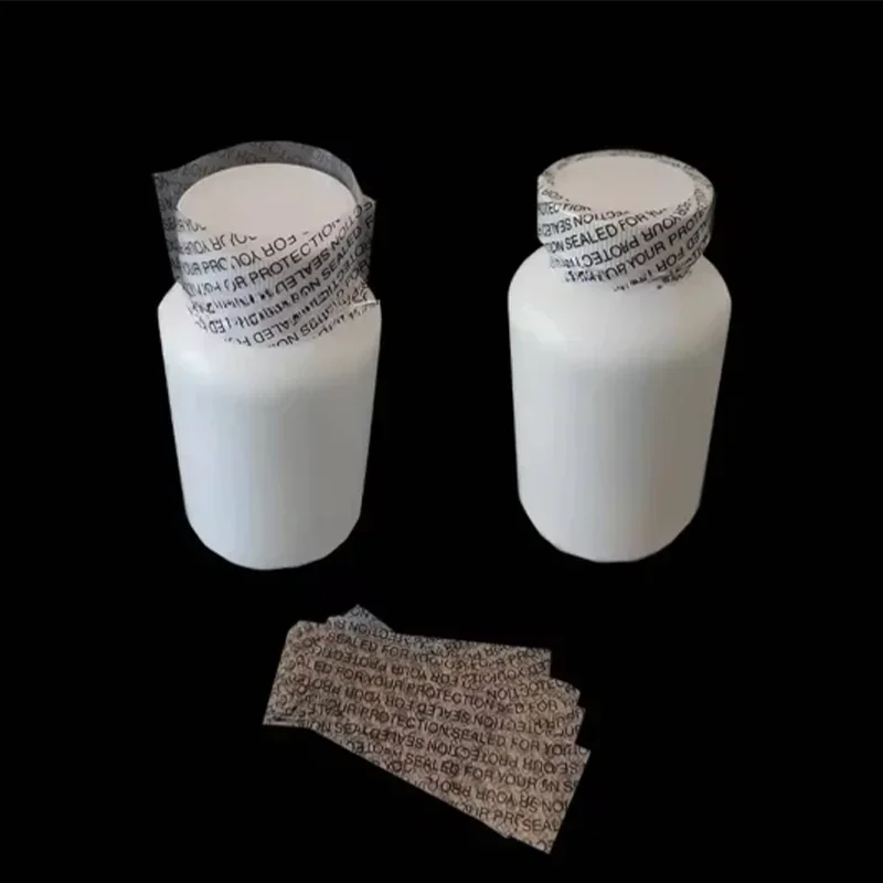 Medicine Bottle Mouth Plastic Sealing Film Heat Shrink Film Black English Printed Transparent Easy To Tear Sealing Sleeve 100PCS