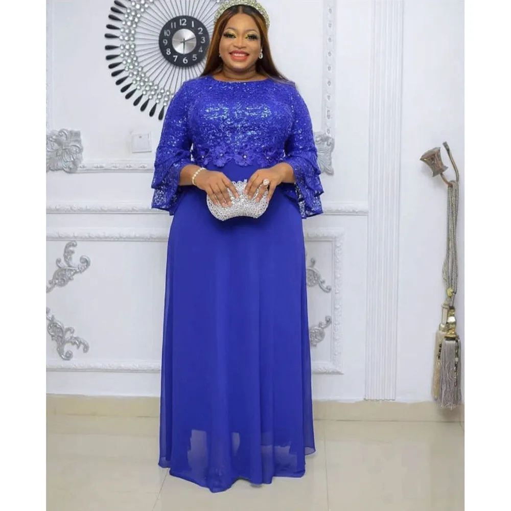 

African Dresses for Women Evening Party Gown Beads Traditional Clothing Africa Dashiki Muslim Dress Dubai Abaya Kaftan Wedding