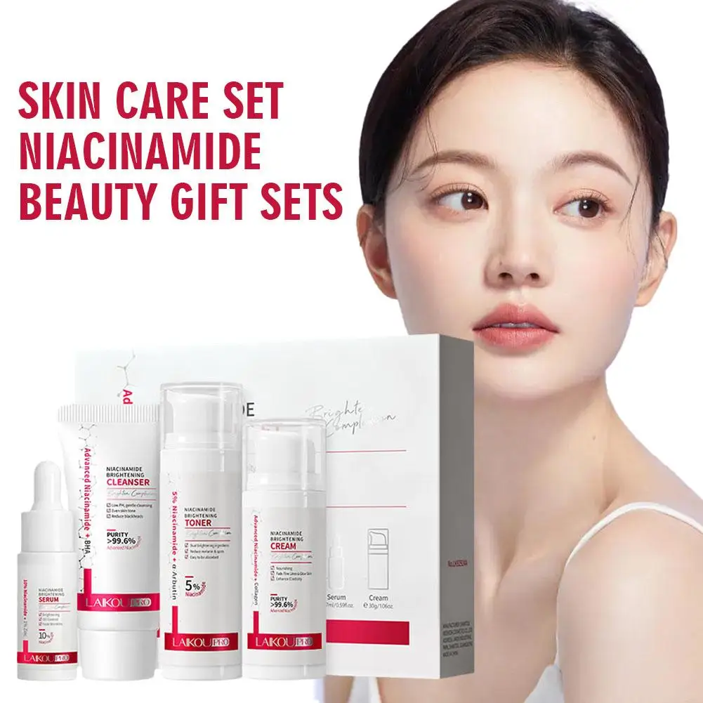 

Niacinamide Beauty Gift Four Step Skin Care Kit With Serum Hydrate And Anti-aging Toner, Cleanser, Brighten To Moisturizer O5e5