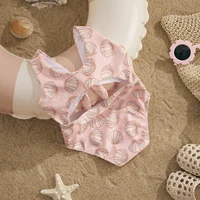 ma&baby 6M-3Y Infant Toddler Kid Baby Swimwear Summer  Bow Floral Shell Print Sleeveless Swimsuit Beachwear Bathing Suit D01 3
