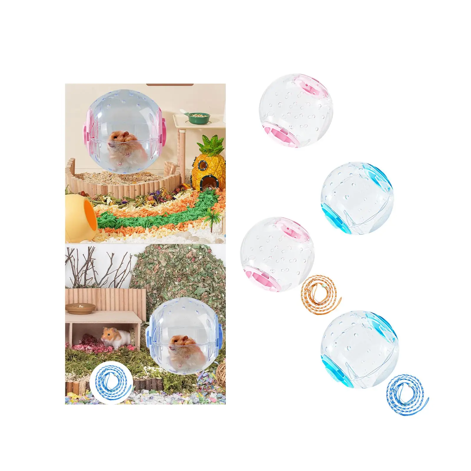 7인치 햄스터 휠, 조깅볼, 소형 동물 장난감, 다용도, PP 소재, 여러 환기구..