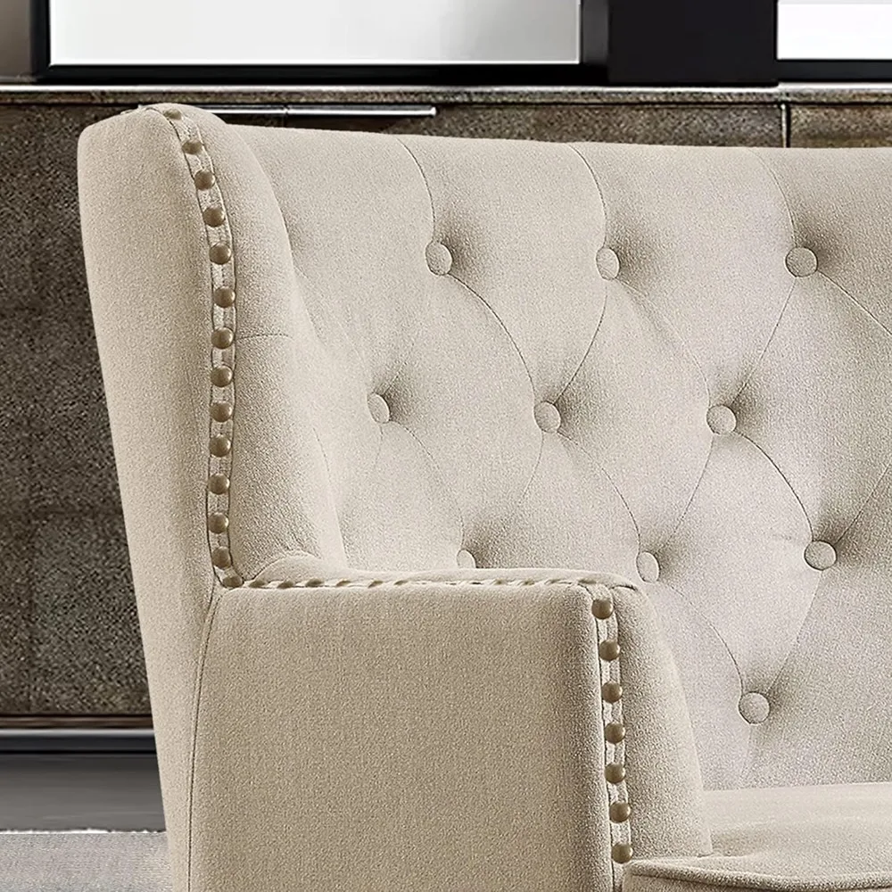 Mid-Century Modern Chair, Upholstered Lounge Arm Chairs Cozy Accent Chairs, Tufted Accent Chair, Small Accent Chair 2