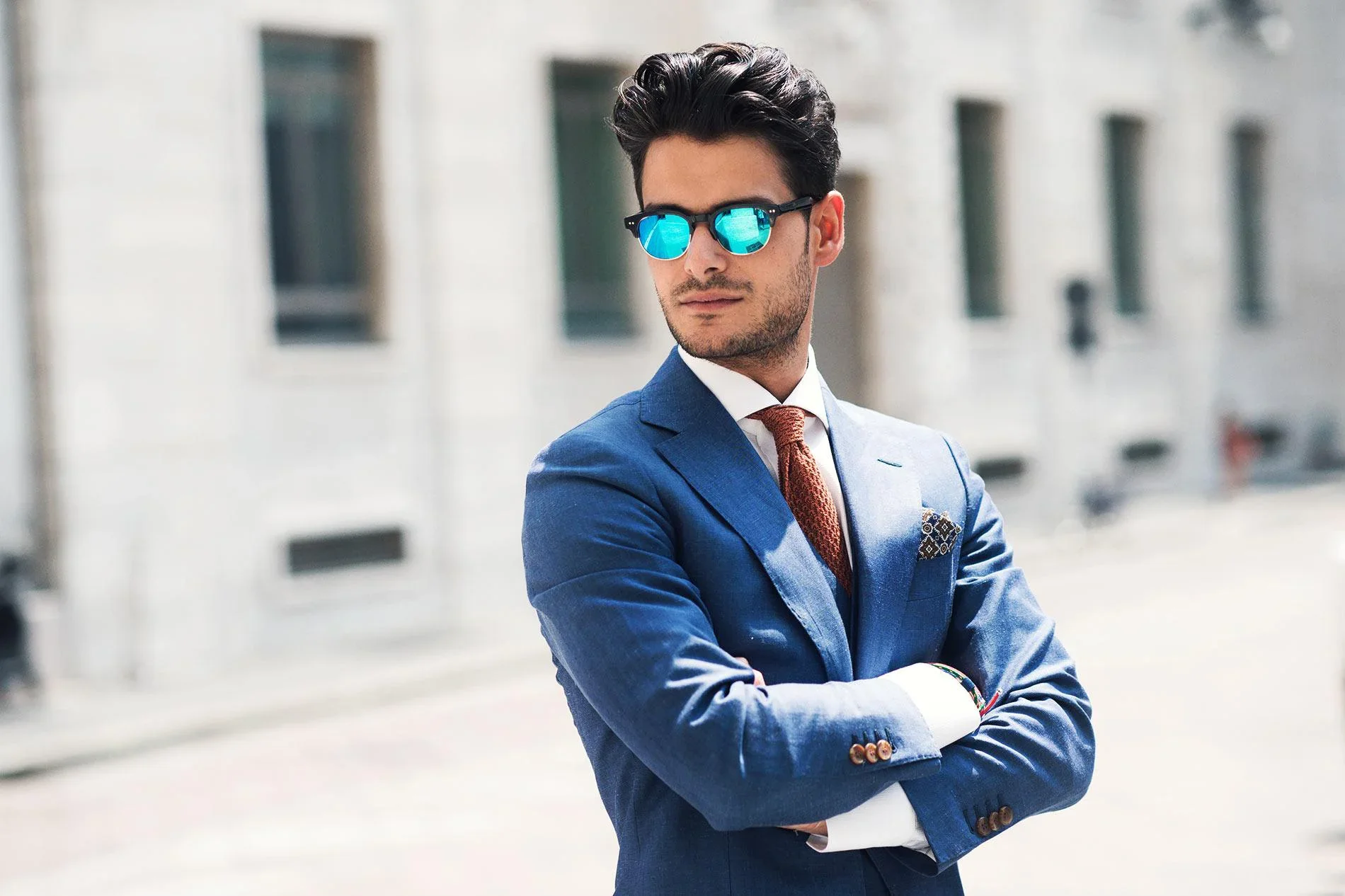 Summer Fashion Linen Blue Smart Casual Men Suit High Quality Slim Fit Blazer Hombre High Street Custom 3 Piece Set Costume Homme