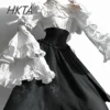 Lolita Gothic High Waist Black Long Skirt Loose Oversized Flared Long Sleeve Blouse Top Y2k Ji Sleeve Gorgeous Elegant Skirt Set 5
