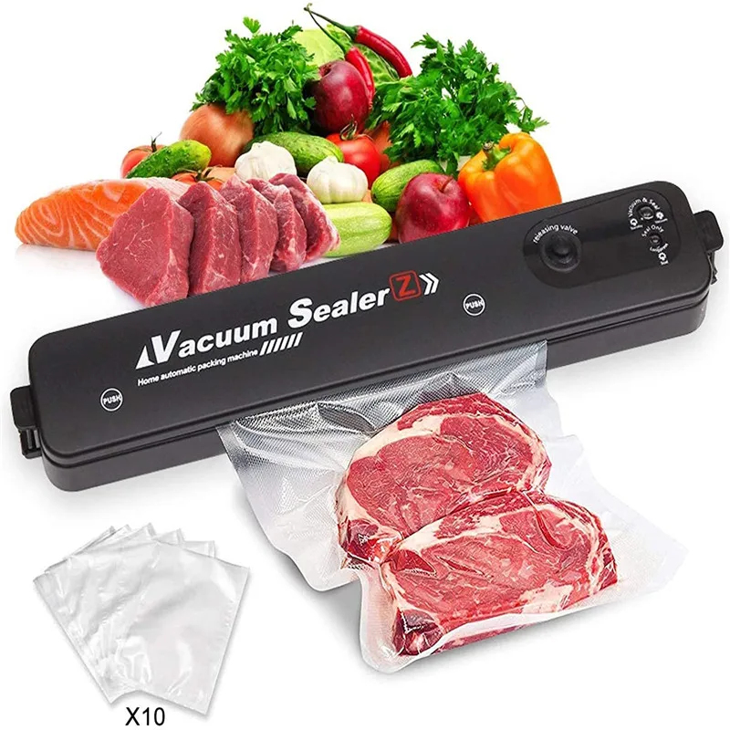 

New Food Vacuum Sealer 220V Automatic Packaging Machine Black Style 3 Plugs Kitchen Vacuum Packer Machine For Household