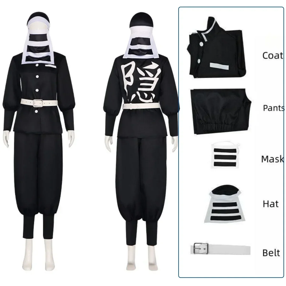 

Goto Cosplay Costume Anime Black Kakushi Uniform Face Cover Outfits Top Pants Full Set Cosplay Costume