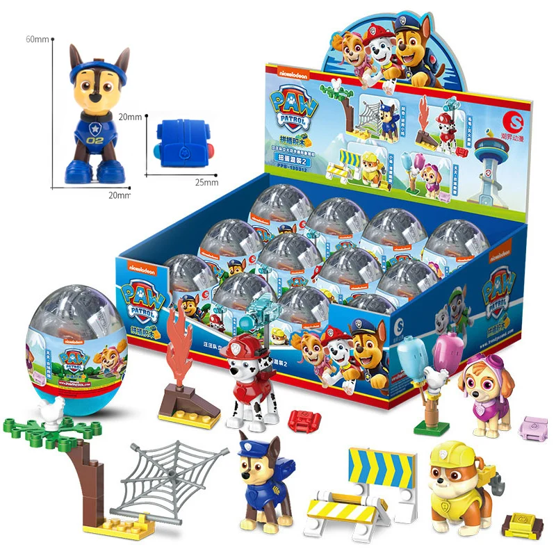 Genuine Paw Patrol Egg Block Action Figure Toy Mighty Pup Super Paws Chase Marshall Skye Macerie Anime Toys Regali Per Bambini