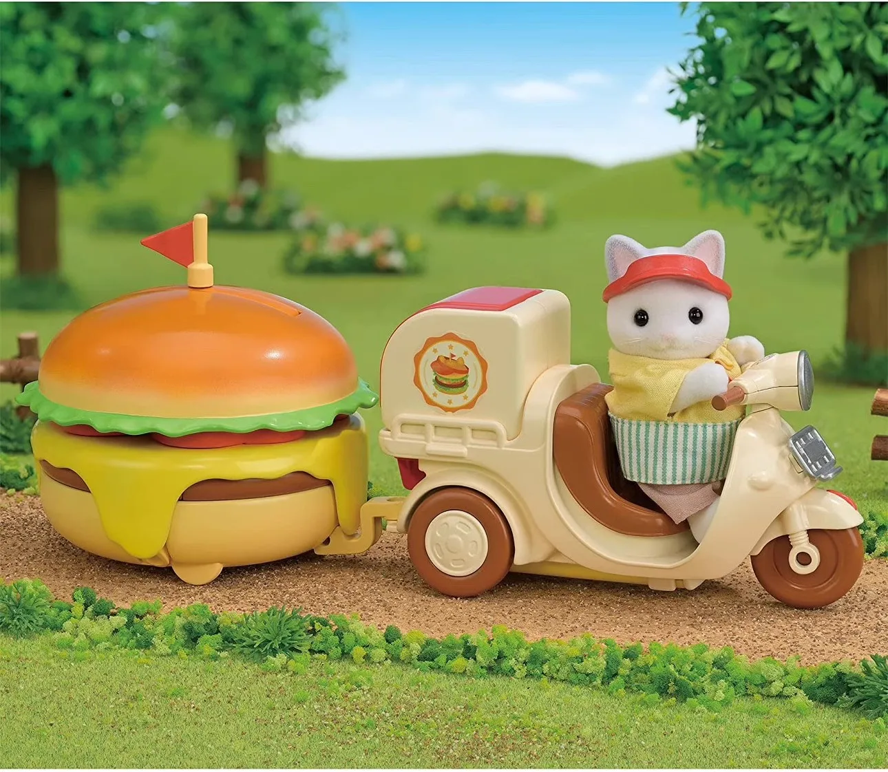 SYLVANIAN FAMILIES Pretend Play Hamburger Car Children Toys Room Decoration Ternurines Figure Birthday Gift