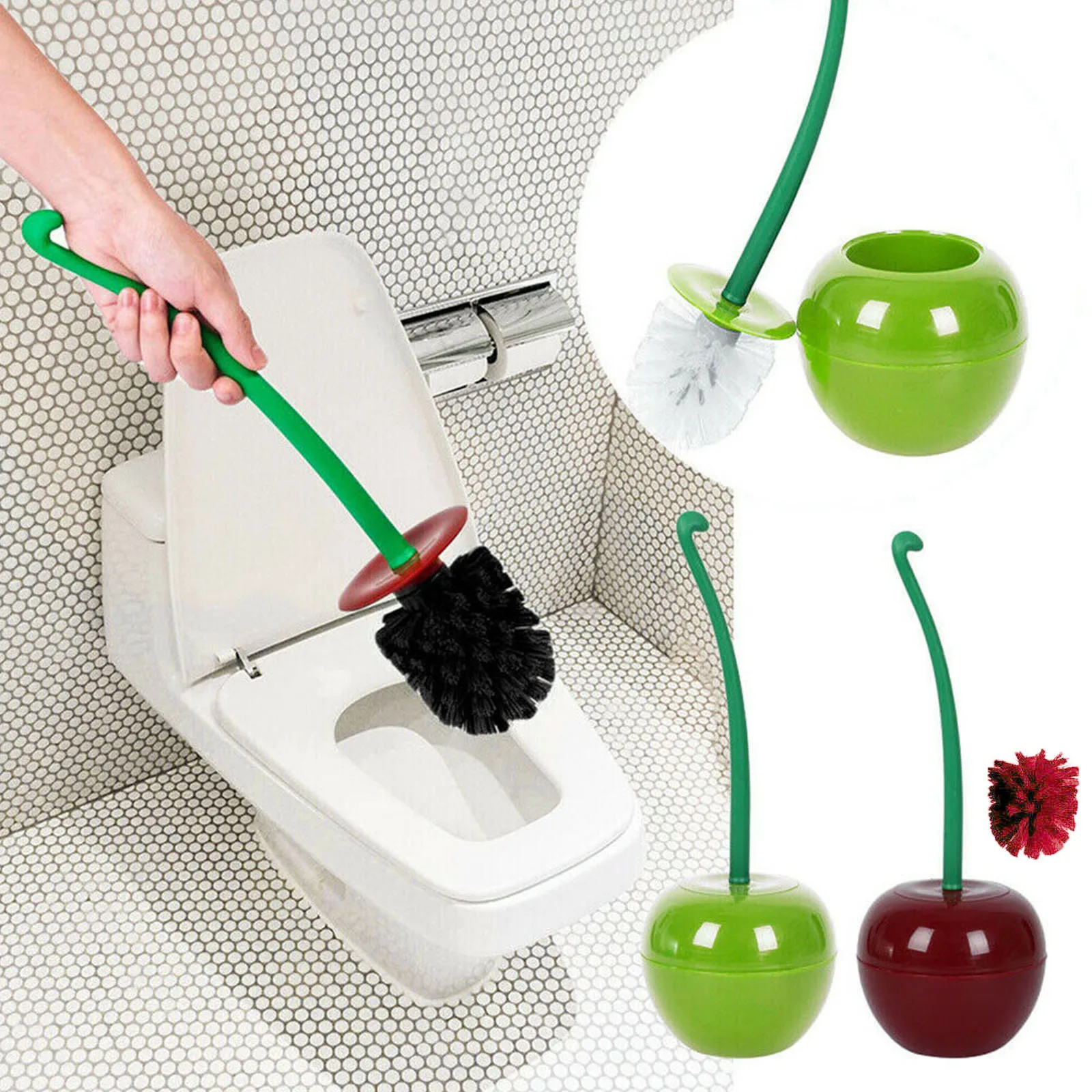 Creative Toilet Brush Set Cherry/Apple shape Brush Lovely Cute Scrub Thick Head Thoroughly Clean commode 1pc