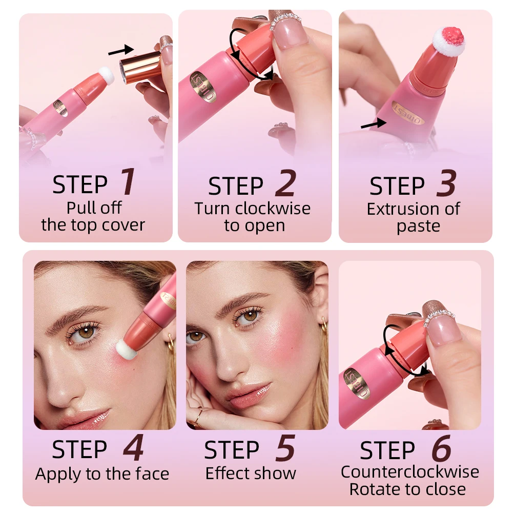 Blush Stick Liquid Blush Facial Blusher Blush Cream Cream Blusher QIBEST Beauty Liquid Blush Stick Pigment Lasting Natural Liquid Contouring For Face Blusher Cheek Tint Peach Cream Blush Makeup