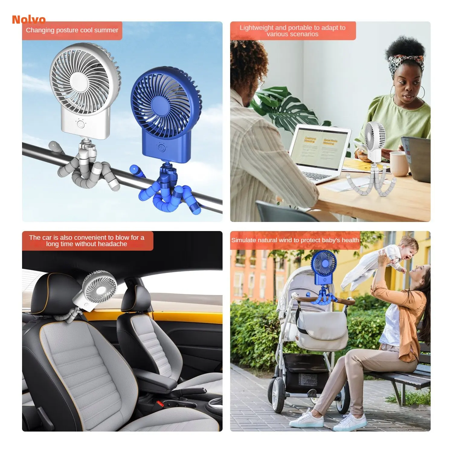 Flexible Jellyfish Portable Mini Fan 1800mAh  USB Rechargeable Air Cooler Tripod Stand Electric Fan For Outdoor Cycling Stroller