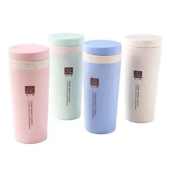 Wheat Straw Fiber Cups 300ml Insulated Thermos Water Thermal Mug 1