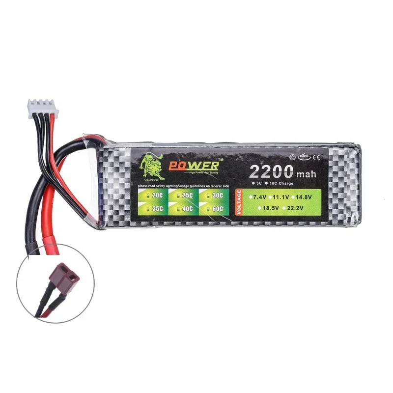 Batterie LiPo 7.4V 1500-2800mAh T Plug pour RC - Lot de 1 ou 2