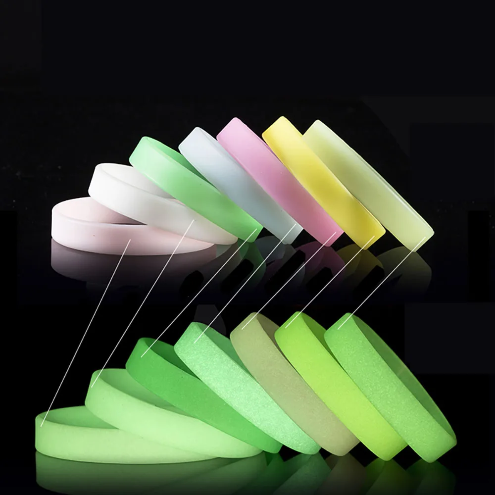 Silicone world 10pcs Silicone luminous bracelet sports bracelet wristband with adult glossy monochrome silicone