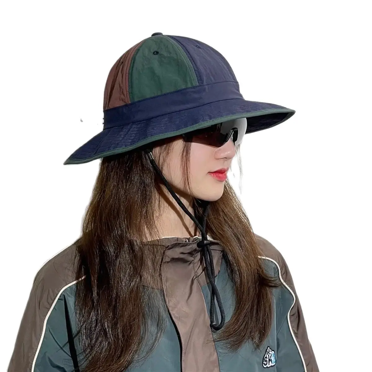 

Camping Lightweight Colorblocking Quick-Drying Fisherman'S Cap Retro Clashing Color Basin Cap Summer Outdoor Sun Hiking Cap