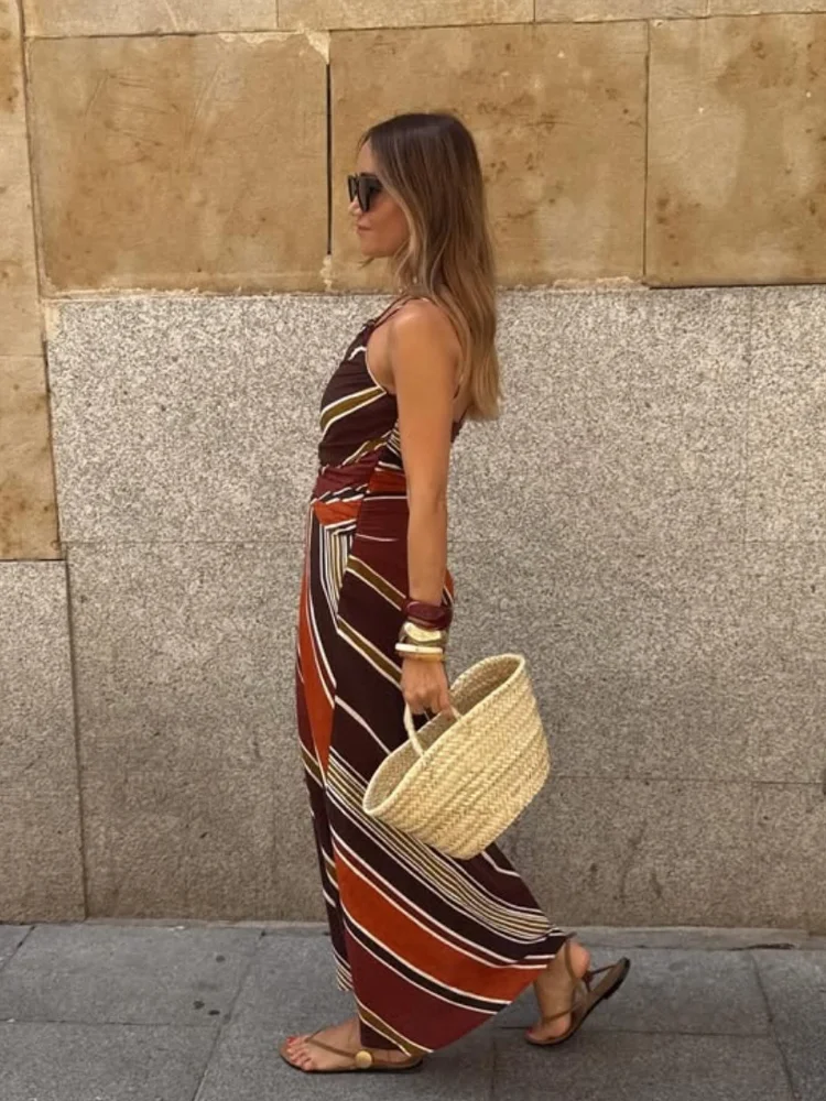 Robe & Other Stories – Mi-longue, Bordeaux, Encolure Drapée, Sans Manches, Taille S