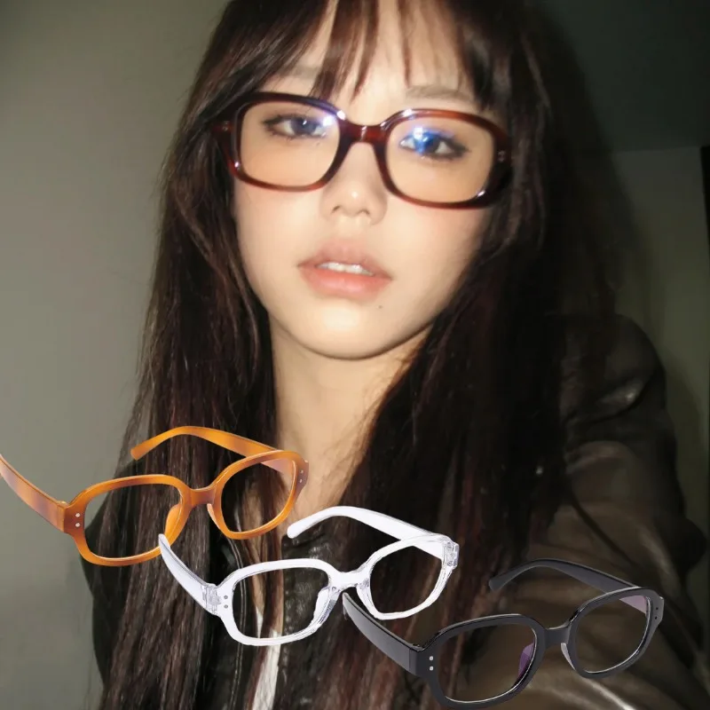 

Популярные Оптические очки для девушек, винтажные красные прозрачные овальные очки, модная брендовая оправа для очков для чтения с защитой от синего света, модная оправа для очков