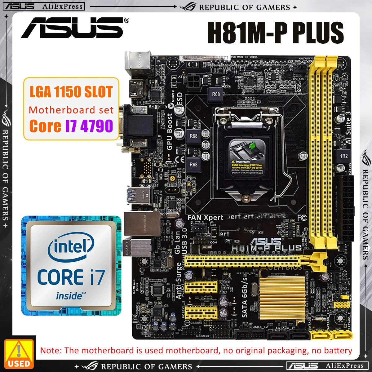 Intel-H81-Motherboard-kit-ASUS-H81M-P-PLUS-I7-4790s-CPU-Motherboard-set ...